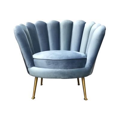 China Modern Living Room Furniture Velvet Extended Red Upholstery Shell Leisure Accent Sofa Chair With Gold Legs for sale