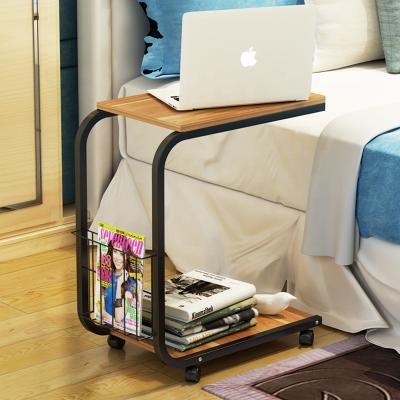 China Small Table Mini Tea Table Simple Bedside Retro Wheel Furniture Metal Mobile American Classic Mobile Bedroom Table Mobile Wholesale for sale