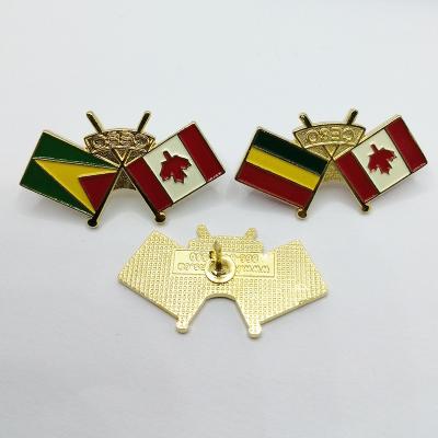 China Europe Customized Soft Enamel Cross Canada Flag Gold Plated Metal Lapel Pin for sale