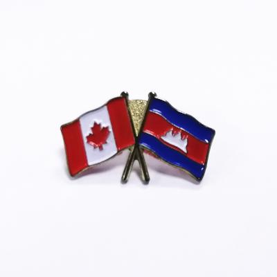 China Europe Enamel Coloring Canada Flag Pins and Combodia Lapel Pin Badge for Events for sale