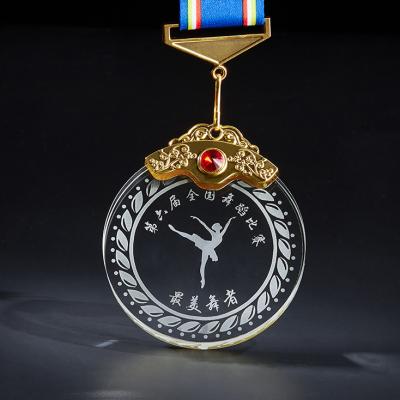 China China Round Shape Glass Empty Cheap Medals Custom School Sports Award Medal With Rainbow Lanyard for sale