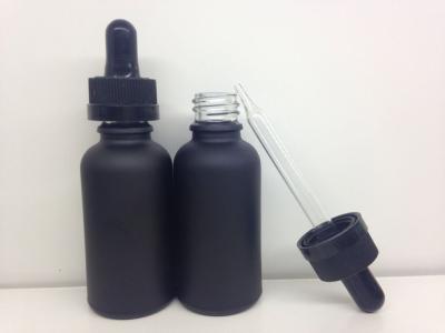 China Frosted Black Glass Dropper Bottles 15ml,20ml,30ml With Childproof Cap And Glass Pipette For E Liquid for sale