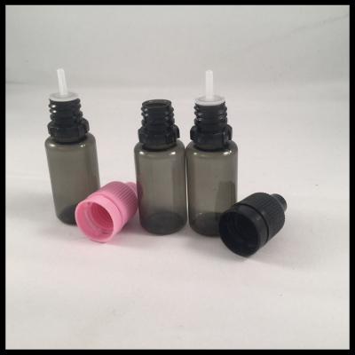 China Black 10ml PET Dropper Bottles For E Cig Liquid With Childproof Tamper Cap And Long Thin Tip for sale