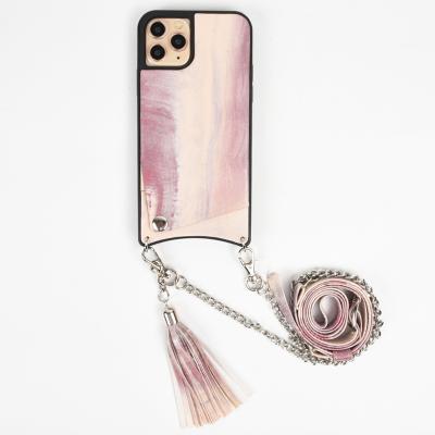 China 100% Eco-friendly Phone Cases Custom Design PU Leather Marble Cross - Body Necklace Mobile Cell Phone Case For Apple Iphone 11 pro for sale