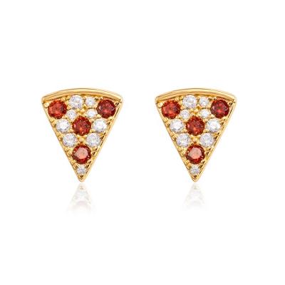 China TRENDY Gemnel 925 Sterling Silver Daily Fashion Jewelry Earrings 18k Gold Plated Tasty Pizza Stud Earrings for sale