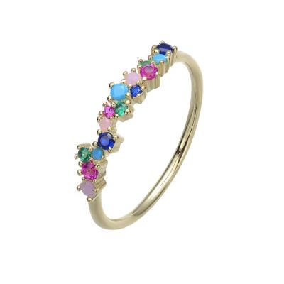 China Made With Zircon Gemnel 925 Sterling Silver 14k Gold Ring In Diamond With Zircon Jewelry Rainbow Ring for sale