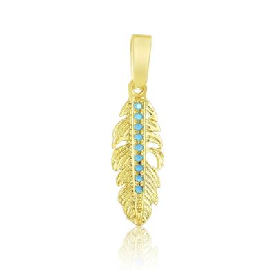 China 925 Sterling Silver Gemnel New Design 925 Silver Feather Rainbow Charm Turquoise Necklace for sale