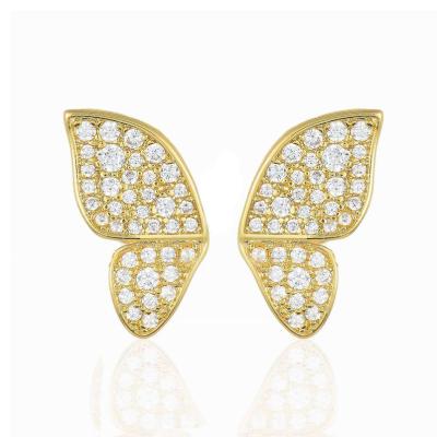 China 925 Sterling Silver Gemnel Fashion Jewelry Manufacturer New Product New Product Silver Butterfly Pave Diamond Stud Earrings for sale