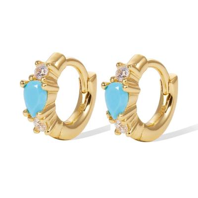 China 925 Sterling Silver Gemnel 925 sterling silver gemstone circles turquoise stone earrings 2021 new arrival for sale