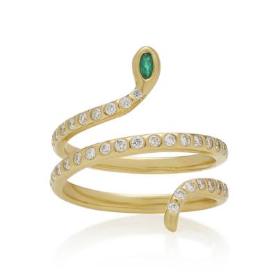 China 925 Sterling Silver Gemnel New Design Women Gold 925 Jewelry Simple Snake Ring Open Ring for sale