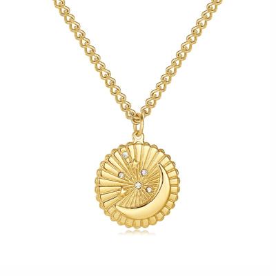 China Made with 925 Gold popular gemnel star moon coin silver 925 18k sterling silver sta pendant necklace for women for sale