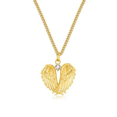 China Made with 925 Sterling Silver Gemnel Nice Jewelry Gift for Boyfriend 925 Silver 14k Gold Diamond Wings Necklace for sale