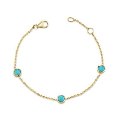 China FASHIONABLE Gemnel 925 Sterling Silver Accessories Women Bracelet 18k Gold Summer Turquoise Chain Bracelet for sale