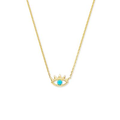 China Made with 925 Sterling Silver Gemnel 925 Yellow Gold 14k Sterling Silver Pendant Necklace in Turquoise Jewelry Necklace For Woman for sale