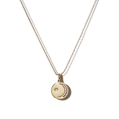 China Made with 925 Gemnel 925 sterling silver custom necklace 14 carat gold moon-star round pendant necklace for sale