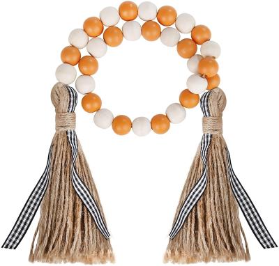 China Chinese Autumn Wooden Bead Curtain Garlands with Orange Tassels and White Decoration for Home Ornament 29