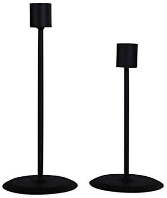 China Nordic Home Decoration Christmas Metal Matte Black Candlestick Holders Set of 2 Modern Candlestick Decorative for Dining Party Table Romantic Bar for sale