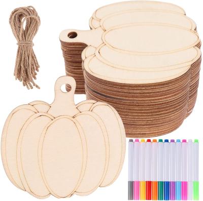 China Europe Kids DIY Unfinished Halloween Costumes Wooden Slices Blank Set Of Pumpkin With Erasable Highlighters Gifts For Outdoor Indoor Decor for sale