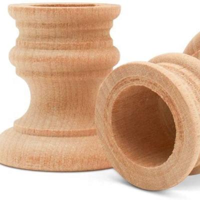 China Home Decoration Wood Tapered Tealight Candle Holder Country Style 1-7/8 Inch With 7/8 Inch Taper Candle Hole Set Of 4 Unfinished Candlesticks for sale