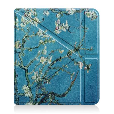 China Shockproof For Kobo Balance 2 eReader TPU Transformer Case Leather Cover With Sleep Wake Function Printed Theme for sale