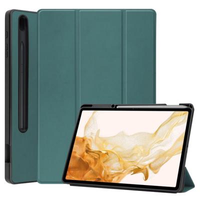 China Shockproof For Samsung Galaxy Tab S8+ Plus Case Triple Leather Cover With Sleep Wake Stand Soft TPU Stand Built In S Pen Holder for sale