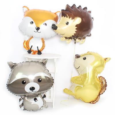 China Latex Forest Animal Series Fox Squirrel Raccoon Hedgehog Foil Balloon Hot Selling Aluminum Foil Balloon Birthday Decoration for sale