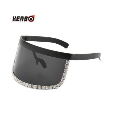 China Cheap Fashion Sunglasses Kenbo Eyewear Oversized Shield Shade Sun Glasses Brand Rhinestone Shades Sunglasses for sale