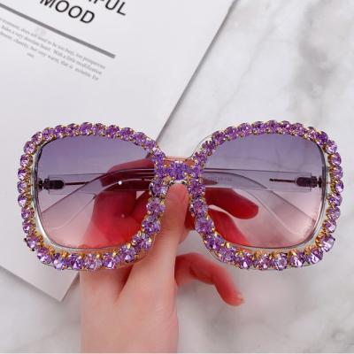 China Luxury Trendy Rhinestone Diamond Sunglasses Studded Oversize Square Bling Women Eyewear Kenbo Fashion Sun Glasses New for sale