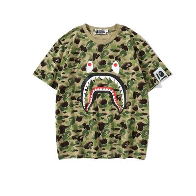 China New Fashion EL Flashing 10th Anniversary T-shirt Unisex Casual Chinese Style Ink Bape Camouflage T-shirt Men's Short Sleeve Cotton Shirt for sale