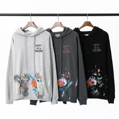 China High street fashion trend gallery men's QUICK DRY 100 department cotton splash ink personality printing men's youth pullover hoodie jacket for sale