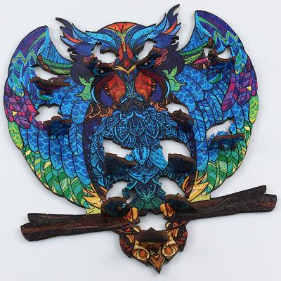 China Safety A5 A4 Size Owl Unique Shape Animal Jigsaw Puzzle Wood Puzzles Art Anime Adult Custom Puzzle for sale