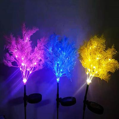 China Solar Decorative Yellow Rose Flower Garden Lamp Blue Outdoor Waterproof Frost Mist Tree Light for Garden Pathway Lawn Christmas Holiday for sale