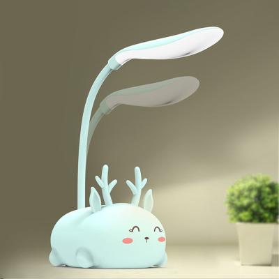 China Lovely Bunny Cute Bear Animal LED Table USB Port Rechargeable Bendable Radio Lamp Portable Desk Reading Lamp For Dormitory for sale