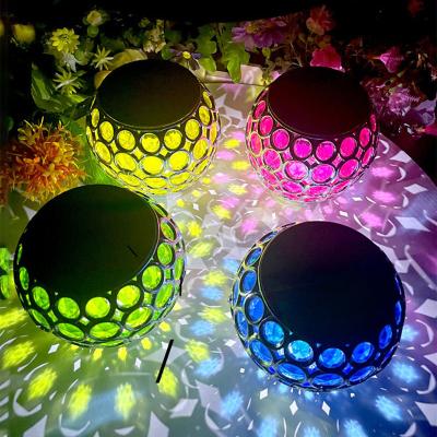 China Beautiful Garden Solar Peacock Dot Portable Hanging Green Blue Yellow Red LED Bottle Lamp Pot Light For Outdoor Garden Lighting Decor for sale