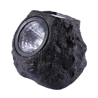 China Garden No Rewire Solar Black Stone Landscape Natural Resin Emulation Rock 4 LED Light Spotlights For Driveway Porch Ground Decor for sale