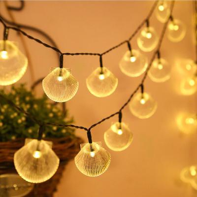 China 50 Ocean Seashell 7m Solar Powered Decorative Lighting LED Seashell Outdoor String Lights For Valentine Festival Birthday for sale