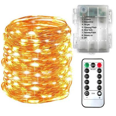 China 5m Copper 50LED Remote Control Battery Operated String Light for Holiday Christmas Wedding Tree Decoration with Power Case Waterproof Outdoor for sale