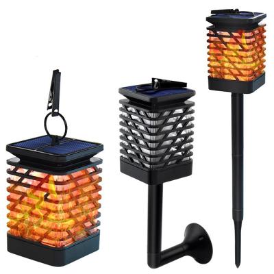 China Modern Outdoor Garden Lawn Lighting Waterproof Flickering Flames Lights Solar Powered Hanging Lights Lantern With Clips Lawn Wall Mount for sale