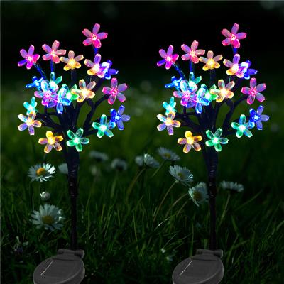 China Garden Cherry Blossom Lights Color Changeable ABS Decorative Floral Flower LED Solar Lights for Tree Lawn Yard Path Decoration 2 Packs for sale