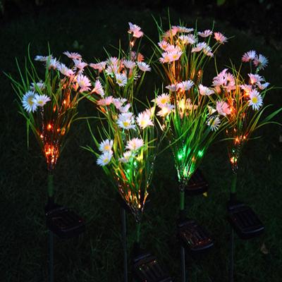 China Outdoor Waterproof Garden Garden Solar Powered Stake Lights 2 Pack Daisy Flower Lamps Multi-Color Changing LED Lights Patio Yard for sale