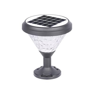 China Solar Elegant Die Casting Aluminum Garden Base LED Pillar Fence Light With Ripple Cover RGB Color Changeable For Garden Aisle Yard Gate for sale