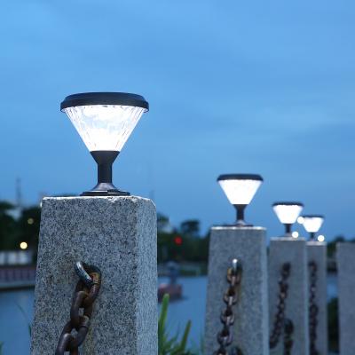 China Aluminum Post LED Solar RGB Outdoor Lamps Fence Light Garden Pillar Colorful Ripple Lens for Garden Park Aisle Yard Patio Decoration for sale