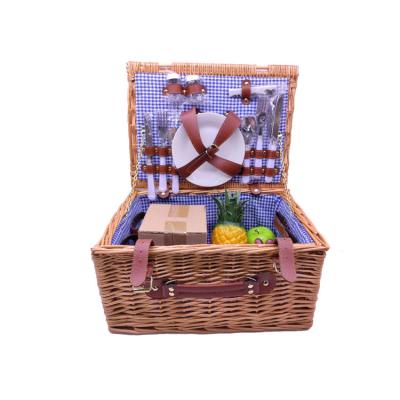 China Natual Willow Basket Eco-friendly Willow Basket Cutlery Fabric Australia Picnic Box Wicker Picnic Covering Basket Seats for 4 for sale