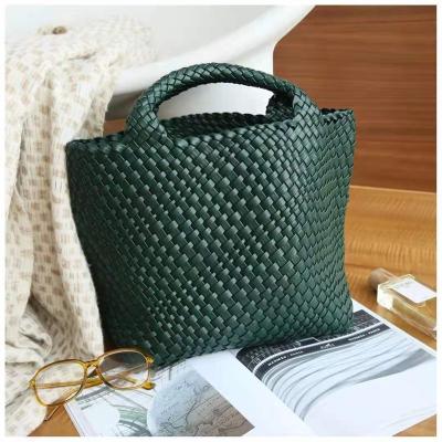 China Wholesale Fashion Handbag Women's Shoulder Bag Woven Handmade PU Leather\Comfortable Factory\Durable 2 PCs Handbag Bag Sets for sale