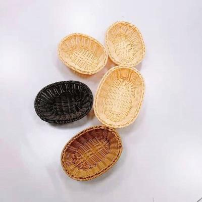 China Hot Sustainable Durable Oval Rattan Oval Fruit Basket Open Ends PP Woven Basket Sales Oval Fryer Basket for sale