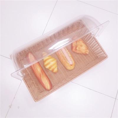 China Sustainable Small Woven Rattan Bamboo Food Bread Basket Tray With Lid for sale