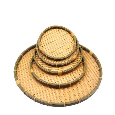 China Korean Sustainable Food Holder Fruit Basket Tray Round Rattan Circle Mini Malaysia Bamboo Basket For Baby for sale