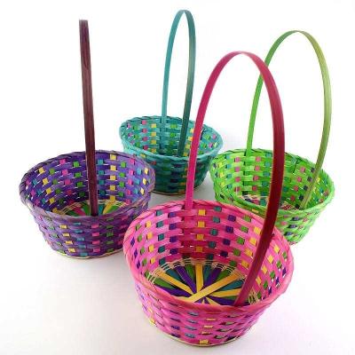 China Viable Wholesale Natural Handmade Colorful Bamboo Baskets Storage Baskets Bamboo Gift OEM ODM Handle Bamboo Candy Baskets for sale