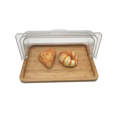 China Hotel home restaurant high quality bamboo wooden serving tray with transparent PC cover for hotel for sale