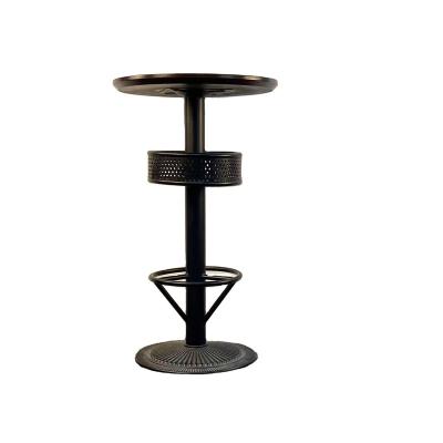 China Contemporary Obsidian Bar Furniture Nightclub Round Bar MDF Black Top Leg Height Metal Base Tables for sale